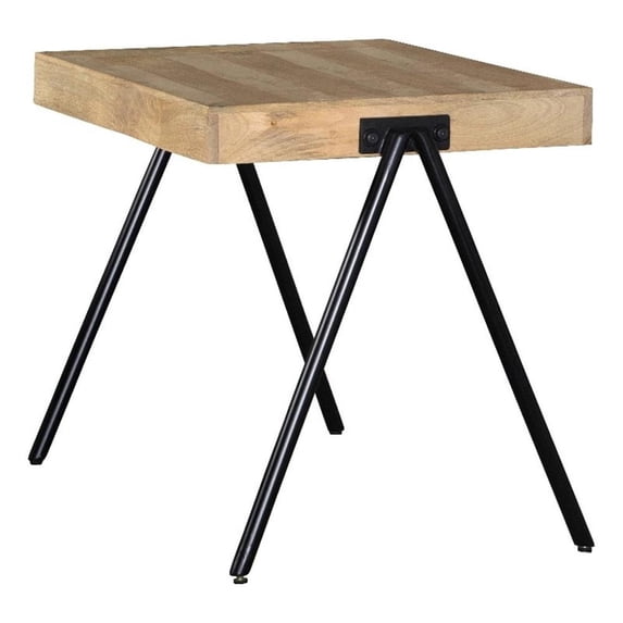 Coaster Contemporary Wood Square End Table with Metal Legs in Natural