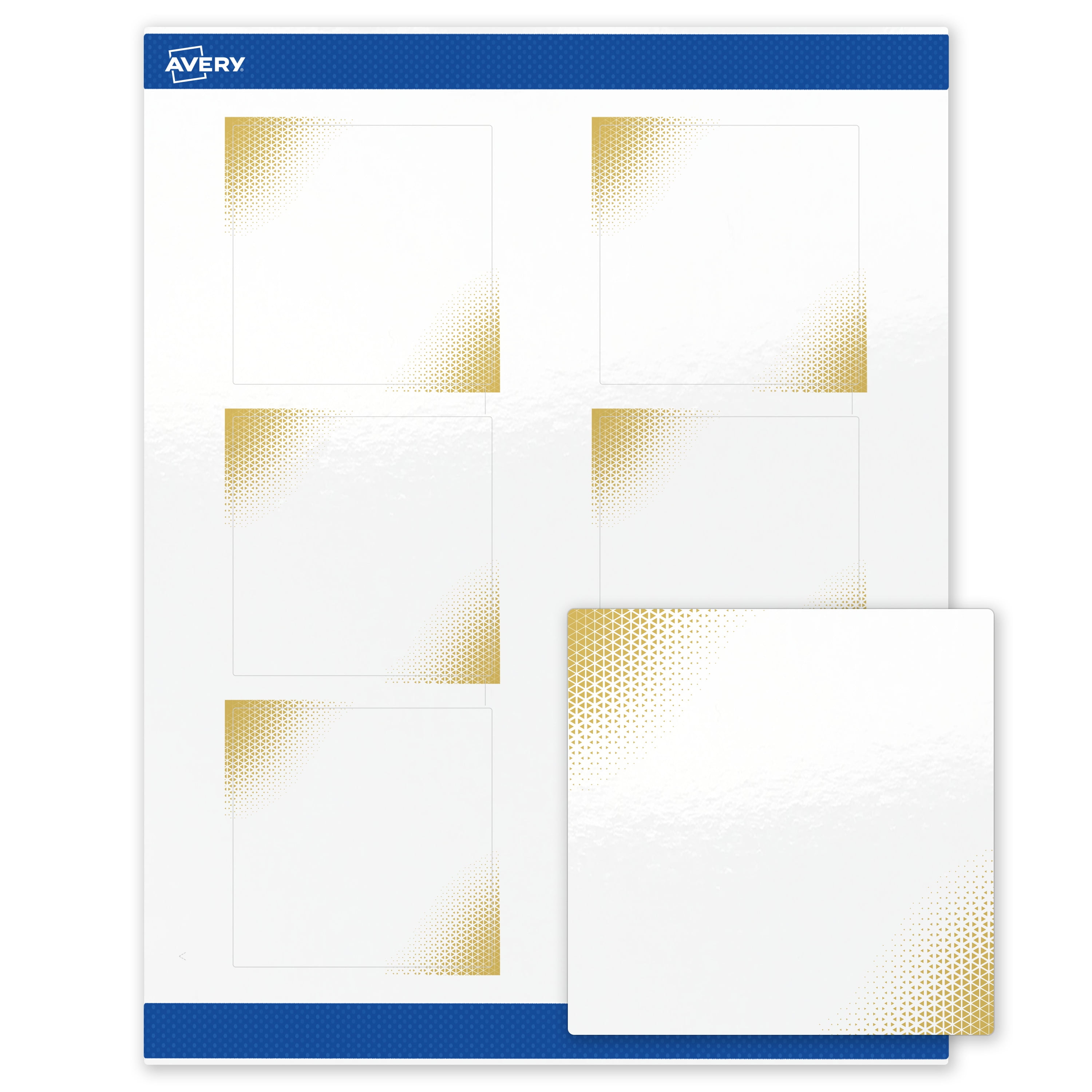 Avery Square Labels, Gold Blush Pattern, 3" x 3", 60 Total, Glossy, Gold Blush