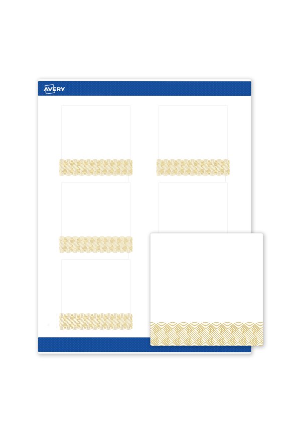 Square Labels, Gold Lace Trim Pattern, 3" x 3", 60 Total, Matte, Gold Lace Trim