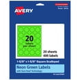 thumbnail image 1 of Avery Square Scalloped Labels, Neon Green, 1-5/8" x 1-5/8", 400ct, 1 of 11