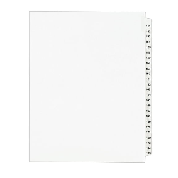 Avery Standard Collated Legal Dividers Avery Style, Letter Size, 151-175 Tab Set (1336)