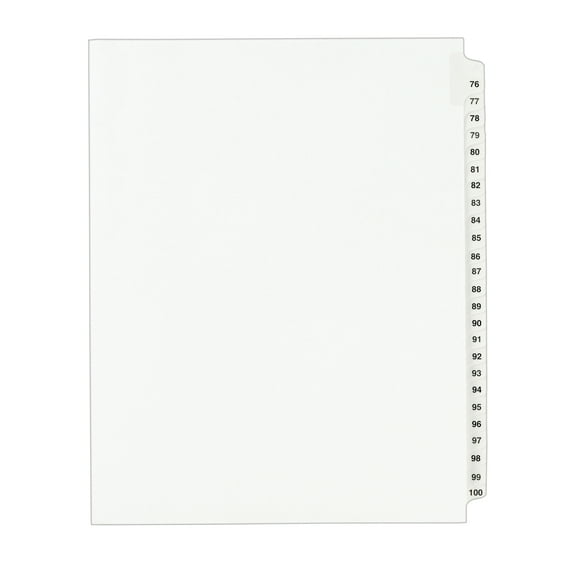 Avery Standard Collated Legal Dividers Avery Style, Letter Size, 76-100 Tab Set (1333)