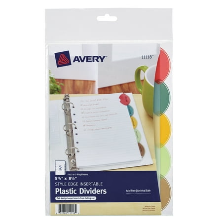 Avery - Style Edge Mini Insertable Plastic Dividers, 5 Tabs - Multicolor