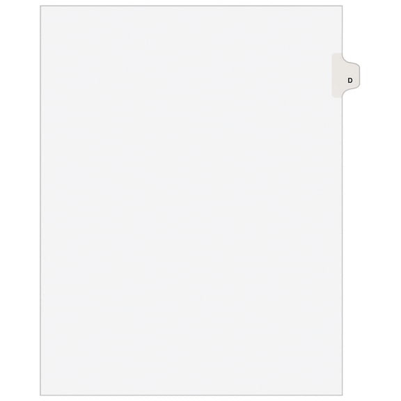 Avery Style Individual Legal Divider Tab D 8.5" x 11" White 25/Set 500/Carton (01404VS)