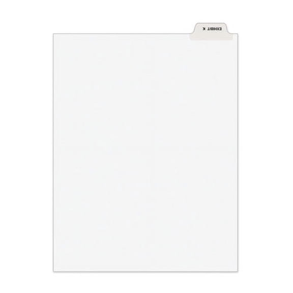 Avery-Style Preprinted Legal Bottom Tab Divider, Exhibit K, Letter, White, 25/pk | Bundle of 2 Packs