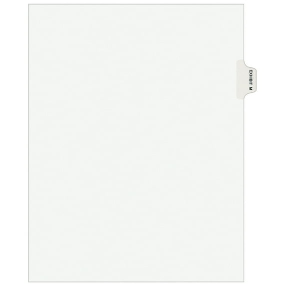 Avery-Style Preprinted Legal Side Tab Divider Exhibit M Letter White 25/Pack 01383