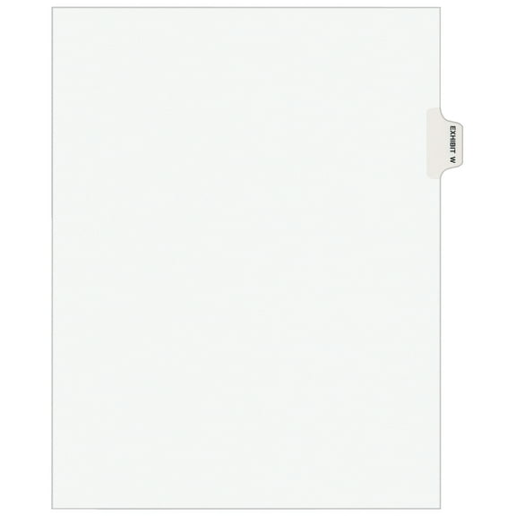 Avery-Style Preprinted Legal Side Tab Divider Exhibit W, Letter, White, 25/Pack, 1393