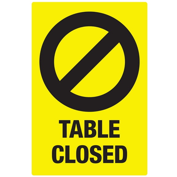 Avery "Table Closed" Yellow Surface Safe Durable ID Preprinted Table Decals, 4" x 6", 10 Removable Decals (83075)