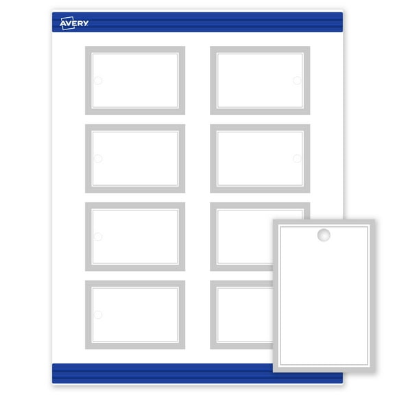 Avery Tags, 2" x 3", Matte White, Silver Mirror Metallic
