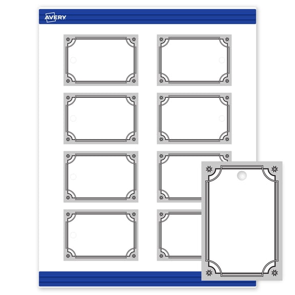 Avery® Tags, 2" x 3", Silver-Metallic Black, Matte, 80ct