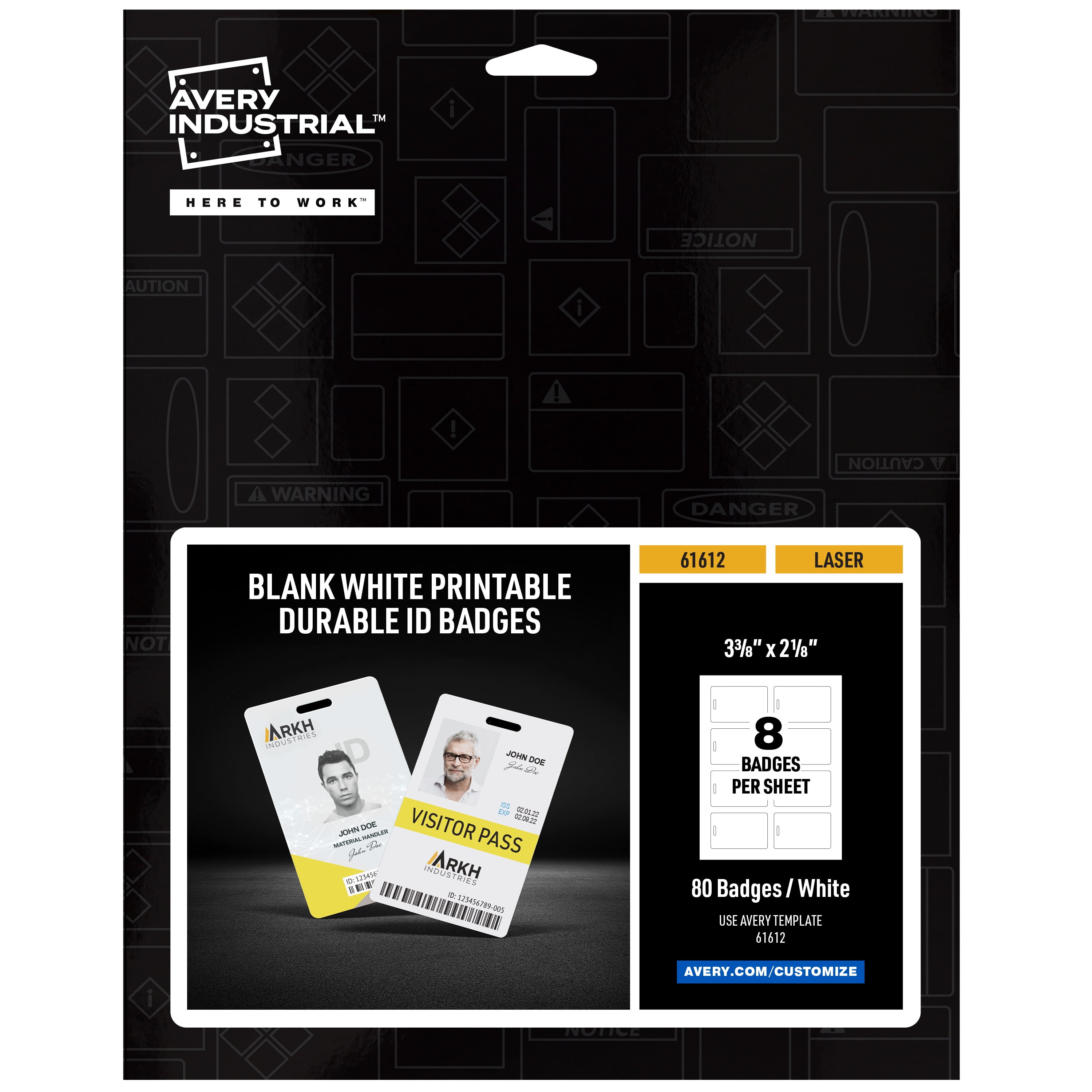 Free Shipping! Avery Tall ID Badges for Lanyards, 80ct, 3.375