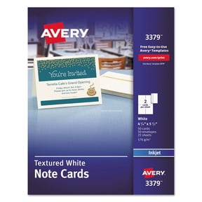 Avery Textured Note Cards, Inkjet, 4 1/4 x 5 1/2, Uncoated White, 50/Bx w/Envelopes (3379)
