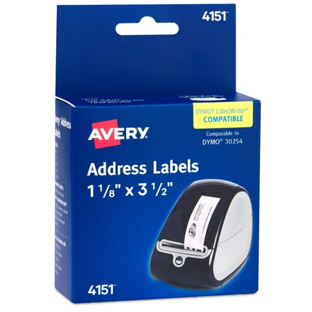 Avery Thermal Roll Labels, 1-1/8" x 3-1/2", 120 Clear Labels (4151)