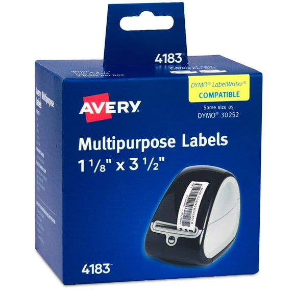 Avery Thermal Roll Labels, 1-1/8" x 3-1/2", 700 Labels, 2 Rolls (4183)