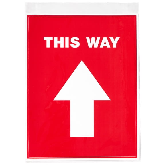 Avery "This Way" Red Social Distancing Floor Decals, 8" x 10.5", 5 Removable Decals (83091)