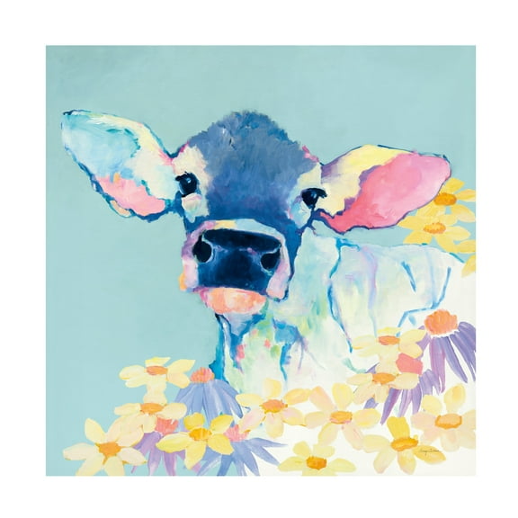 Avery Tillmon 'Bessie with Flowers on Teal' Canvas Art