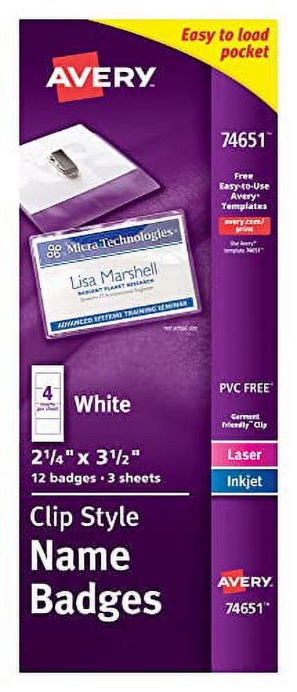 Avery Top-Loading Garment-Friendly Clip Style Name Tags, 2.25" x 3.5 ...