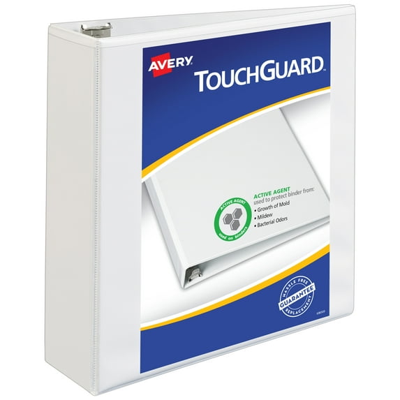 Avery TouchGuard Binder, 3 inch Rings, 1 White Binder (17144)