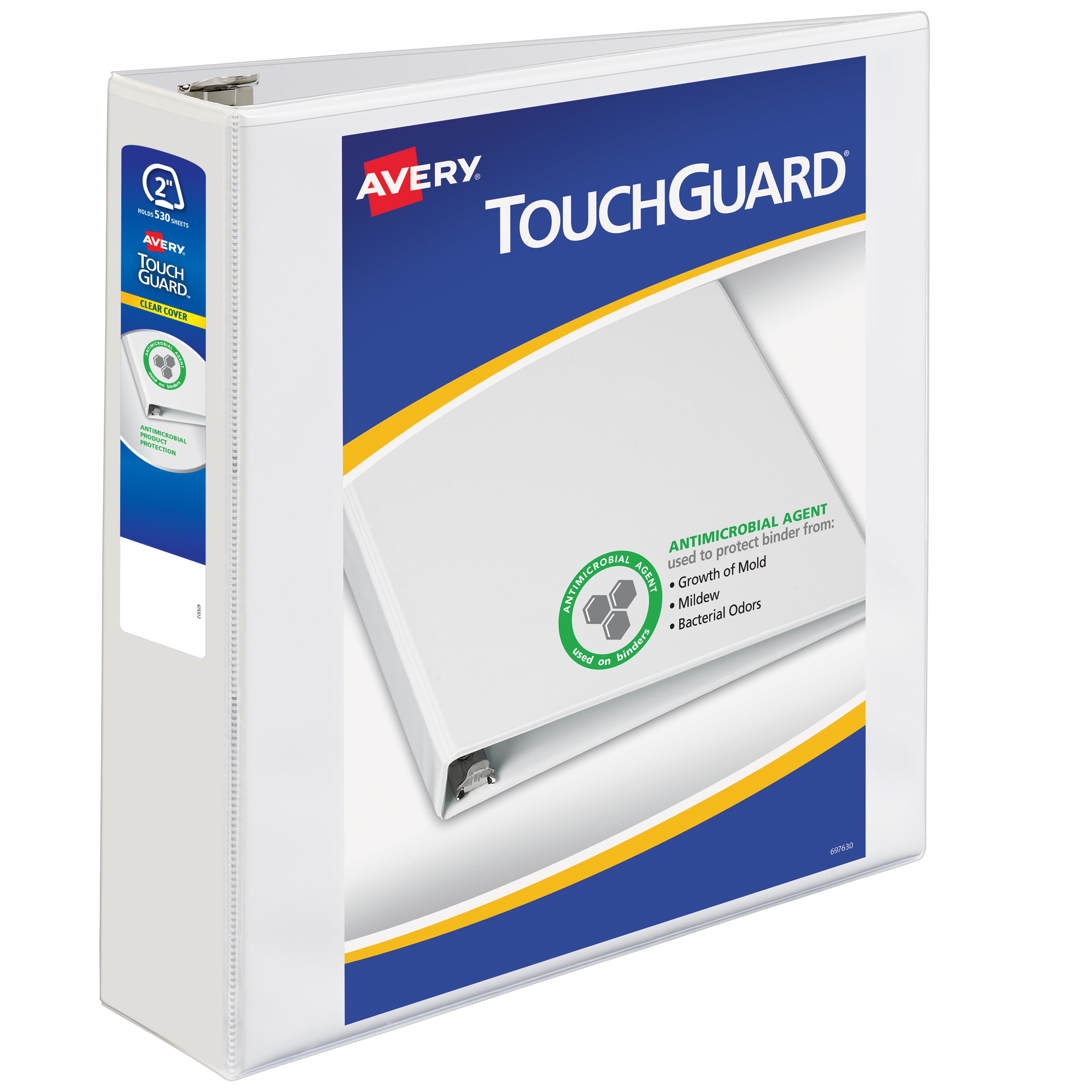 Avery TouchGuard Binders, 2 inch Rings, 1 White Binder (17194 ...