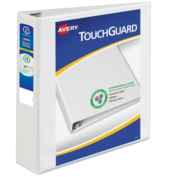 Avery TouchGuard Binders, 2 inch Rings, 1 White Binder (17194)