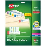 Avery TrueBlock Extra Large File Folder Labels, Assorted (5026)
