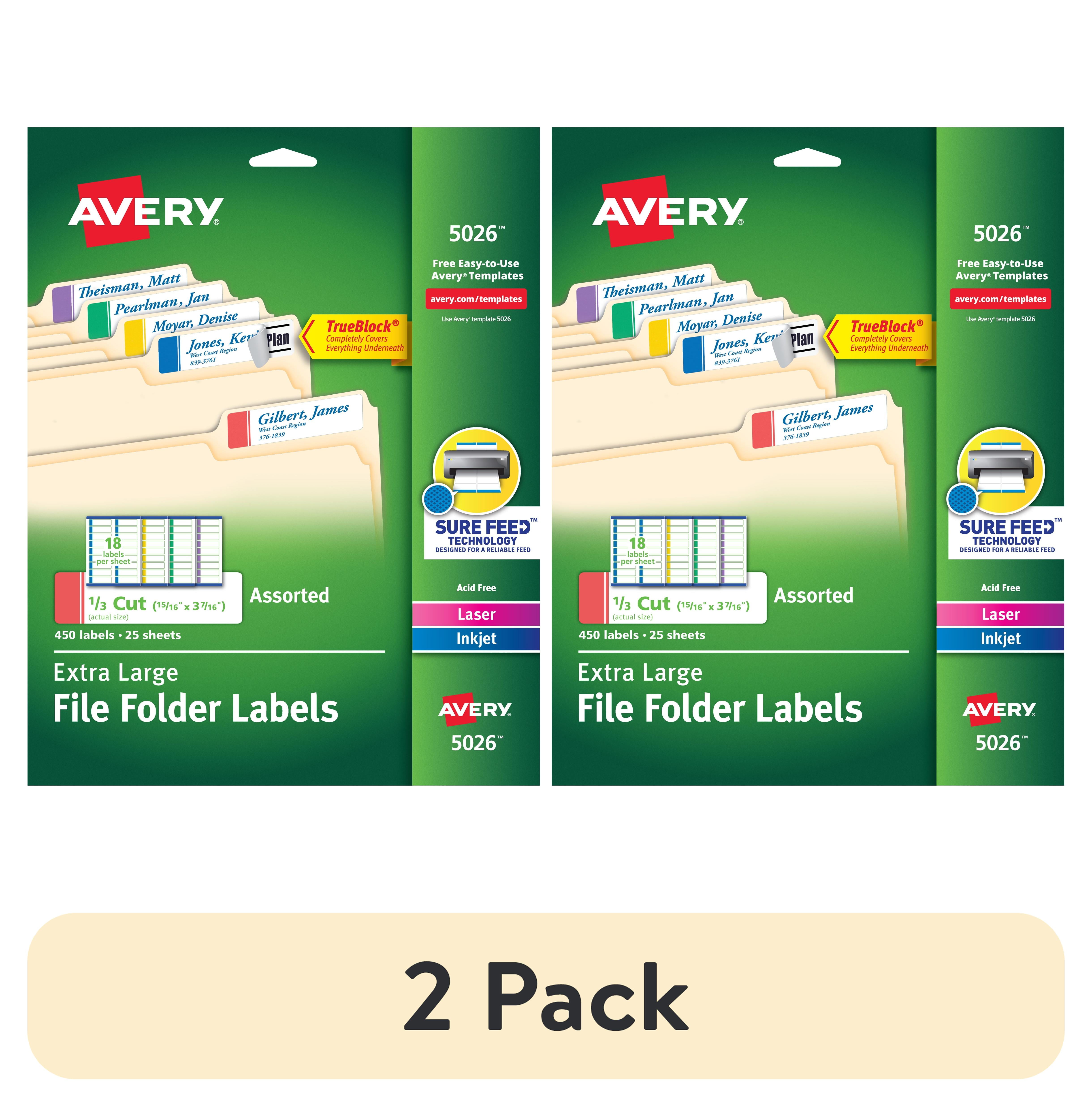 (2 pack) Avery TrueBlock(R) Extra Large File Folder Labels, Assorted (5026)