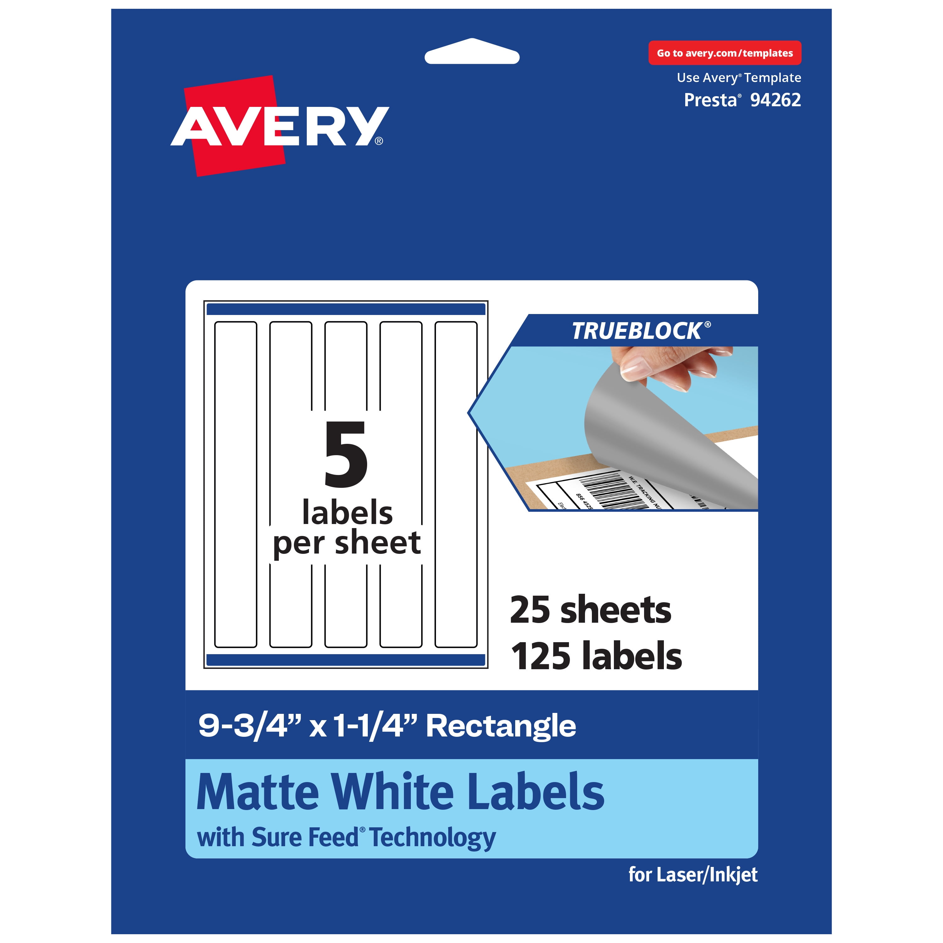 Avery TrueBlock Rectangle Labels, 9.75" x 1.25", 125ct - Walmart.com