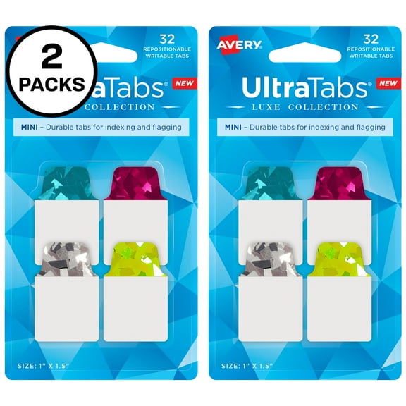 Avery Ultra Tabs, 1" x 1.5", 64 Prismatic Tabs (2 Pack of 74146)