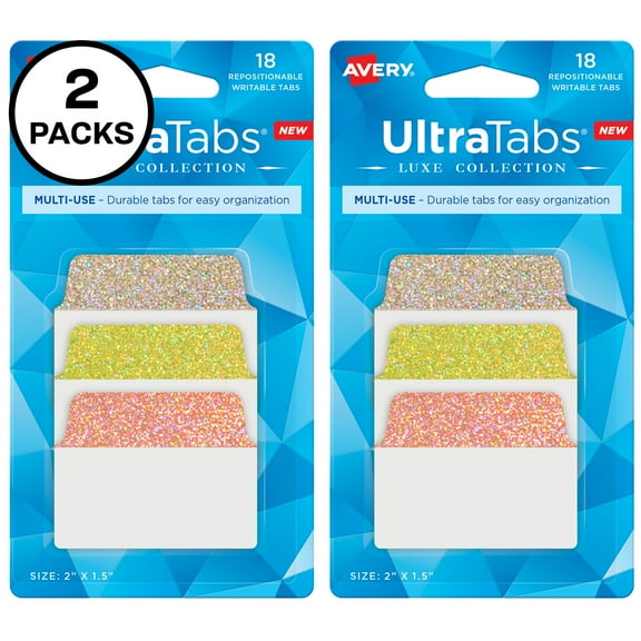 Avery Ultra Tabs, 2" x 1.5", 36 Holographic Sunset Tabs (2 Pack of 74148)