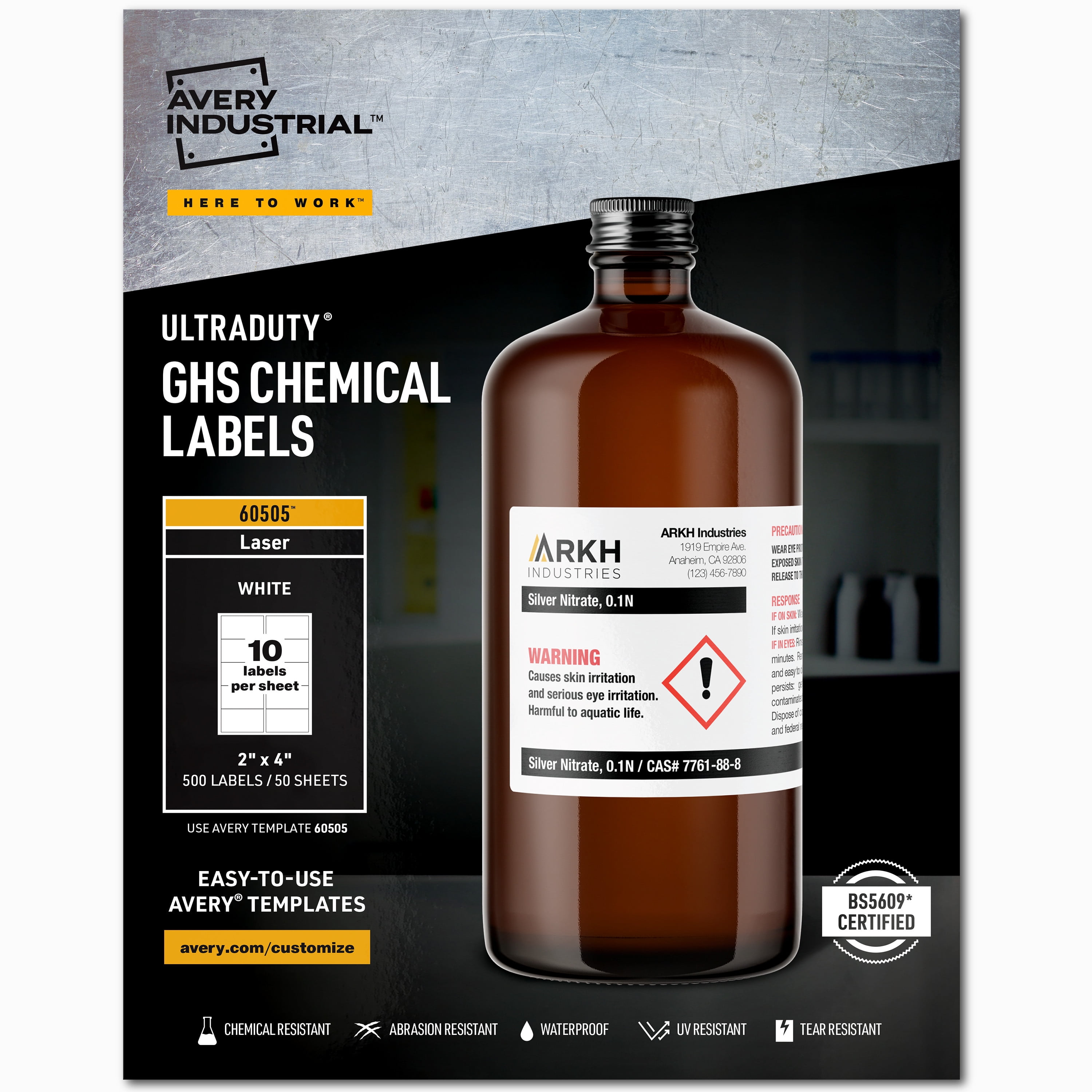 Avery UltraDuty GHS Chemical Labels, 2 x 4, Waterproof, UV Resistant ...