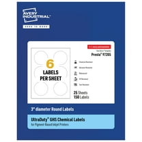 Avery UltraDuty GHS Labels 3" Diameter, 150 Ct, Pigment Inkjet
