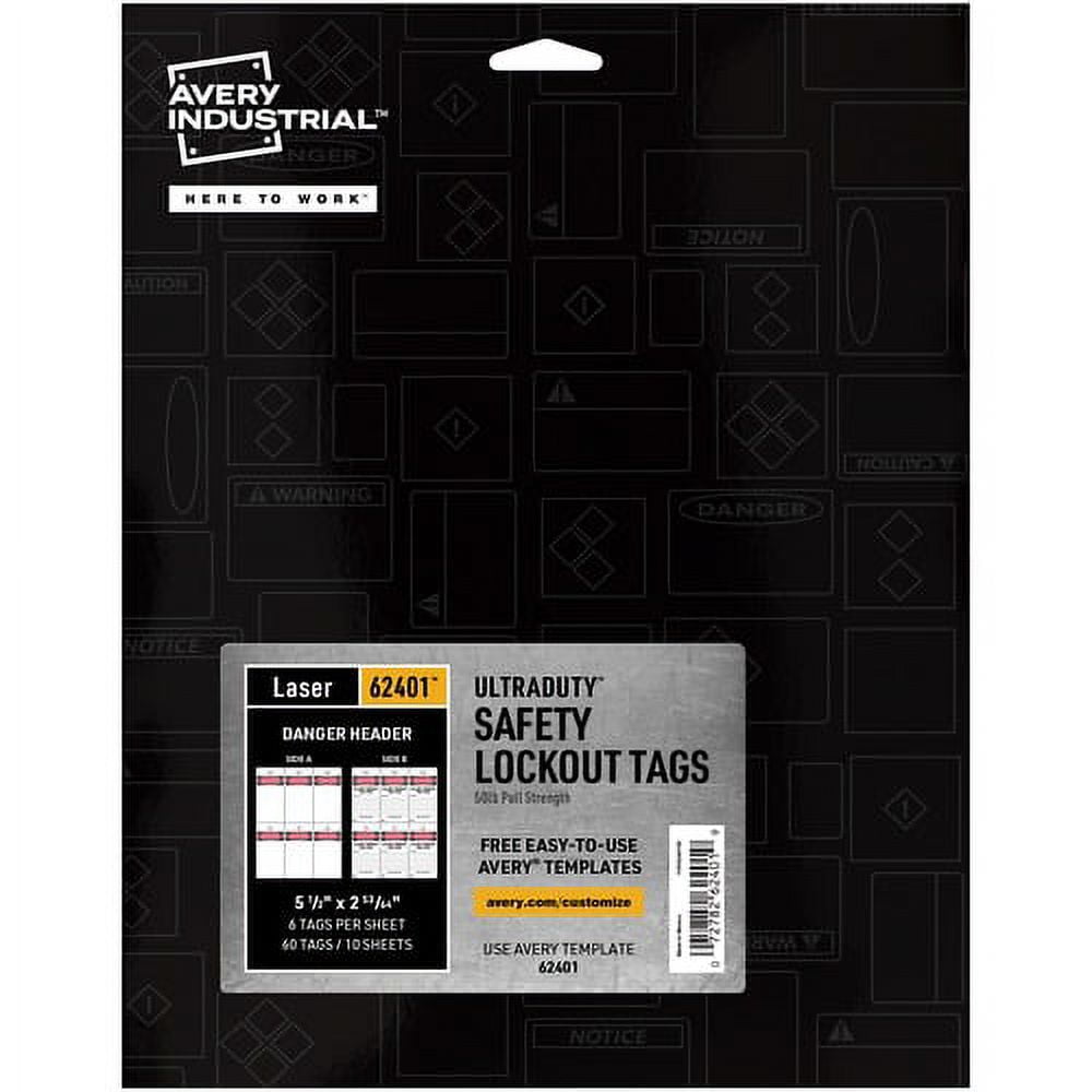 Avery UltraDuty LOTO Prerinted DANGER Hang Tags - 2.92