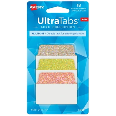 Avery Ultrabs Luxe, Multi-Use Style, 2" x 1.5", Film, Write-on Tab, Assorted Orange, 18 Tabs
