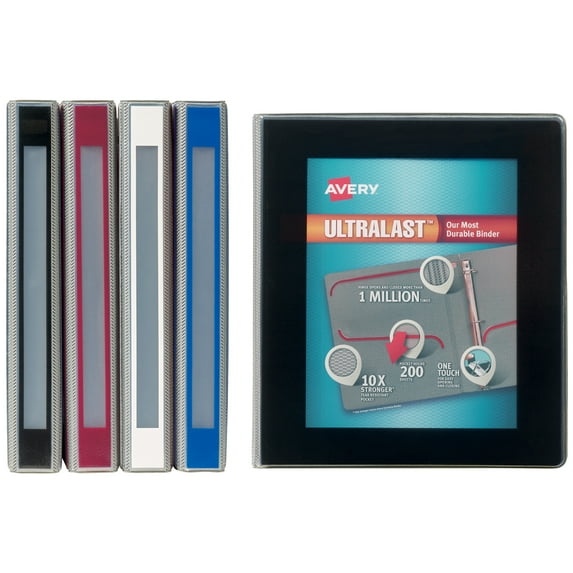 Avery Ultralast 3 Ring Binder, 1" Slant Rings, 1 Assorted Binder