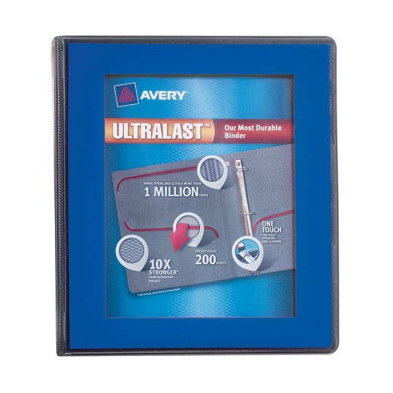 Avery�� Ultralast 3 Ring Binder, 1" Slant Rings, 1 Blue Binder
