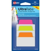 Avery Ultratabs, Multi-Use Style, 2" x 1.5", Paper, Write-on Tab, Assorted Neon Colors, 24 Tabs