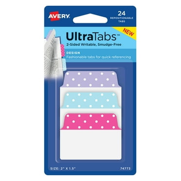 Avery Ultratabs, Multi-Use Style, 2" x 1.5", Paper, Write-on Tab, Multicolor, Dots Design, 24 Tabs