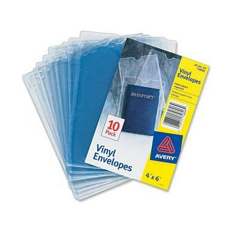 Avery Vinyl File Envelopes, 4 x 6 , 10 Clear Envelopes (74806