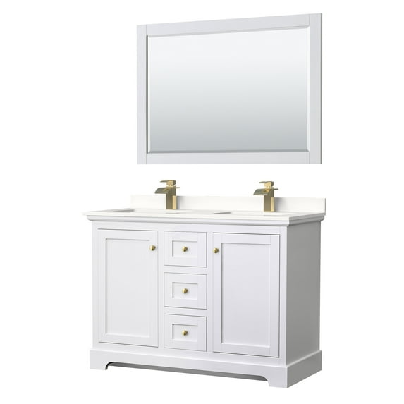 Wyndham Collection Wcv232348d-Qtz-Unsm46 Avery 48" Free Standing Double Basin Vanity Set -