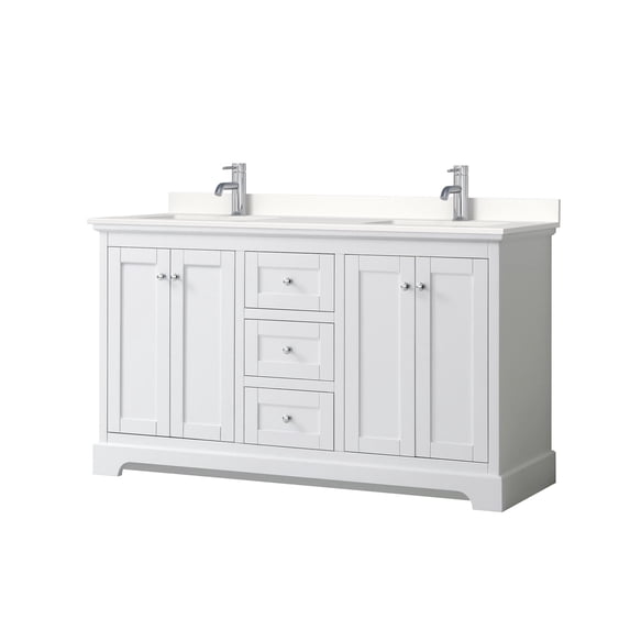 Wyndham Collection WCV232360DWHWQUNSMXX Avery 60" Free Standing Double Basin Vanity Set -