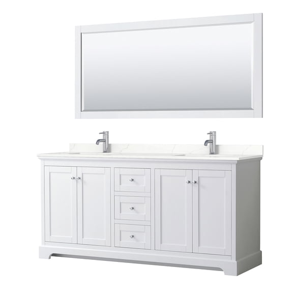 Wyndham Collection Wcv232372d-Qtz-Unsm70 Avery 72" Free Standing Double Basin Vanity Set -