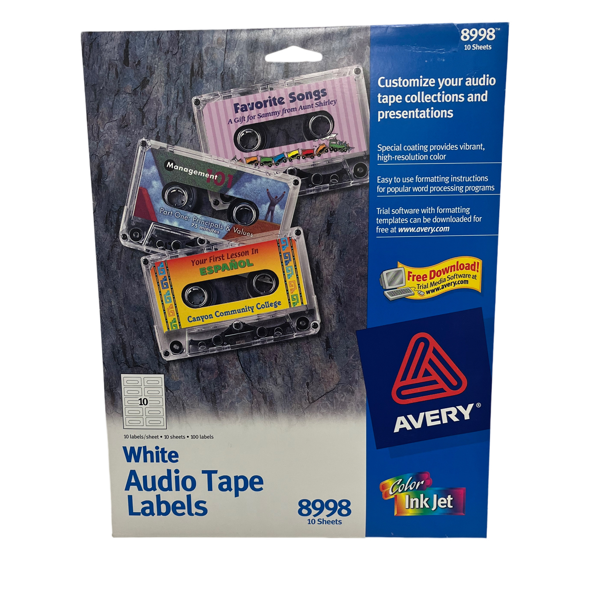 Avery WHITE AUDIO TAPE LABELS/8998