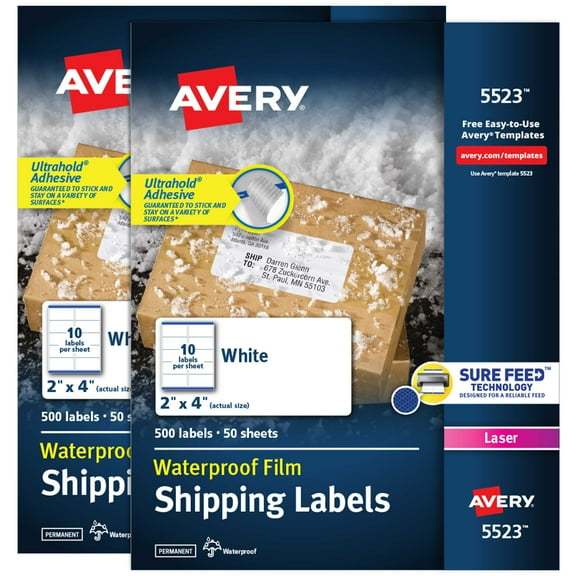 Avery Waterproof Labels, 2" x 4", 1,000 Total (25523)