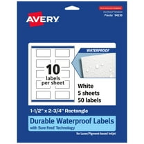 Avery Waterproof Rectangle Labels, 1.5" x 2.75", 50