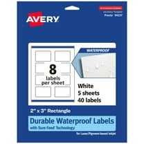 Avery Waterproof Rectangle Labels, 2" x 3", 40