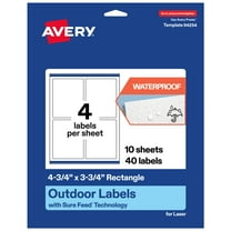 Avery Waterproof Rectangle Labels, 4.75" x 3.75", 40 Total