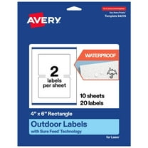 Avery Waterproof Rectangle Labels, 4" x 6", 20 Total