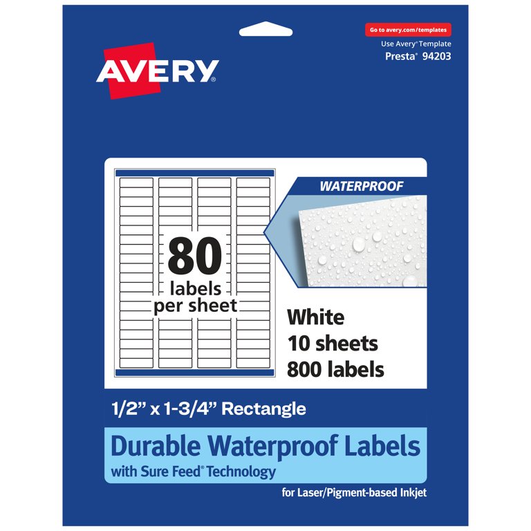 Avery Zweckform Outdoor Film Labels - 80 Waterproof Labels, 105x148 Mm, A4 Sheets, White