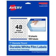 Avery Durable White Round Labels, 1" Diameter, 480 Total