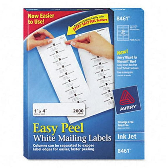 Avery White Ink Jet Mailing Labels 1 x 4 2000/Box